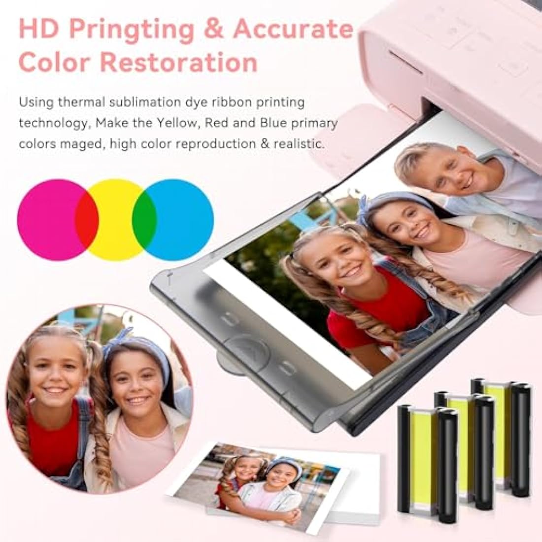 Compatible for Canon Selphy CP1300 CP1500 Ink and Photo Paper Set for Canon Printer CP1200 CP1000 CP910 CP900 CP810, KP-108IN 3 Color Ink Cartridges and 108 Sheets 100 x 148mm Photo Paper Glossy