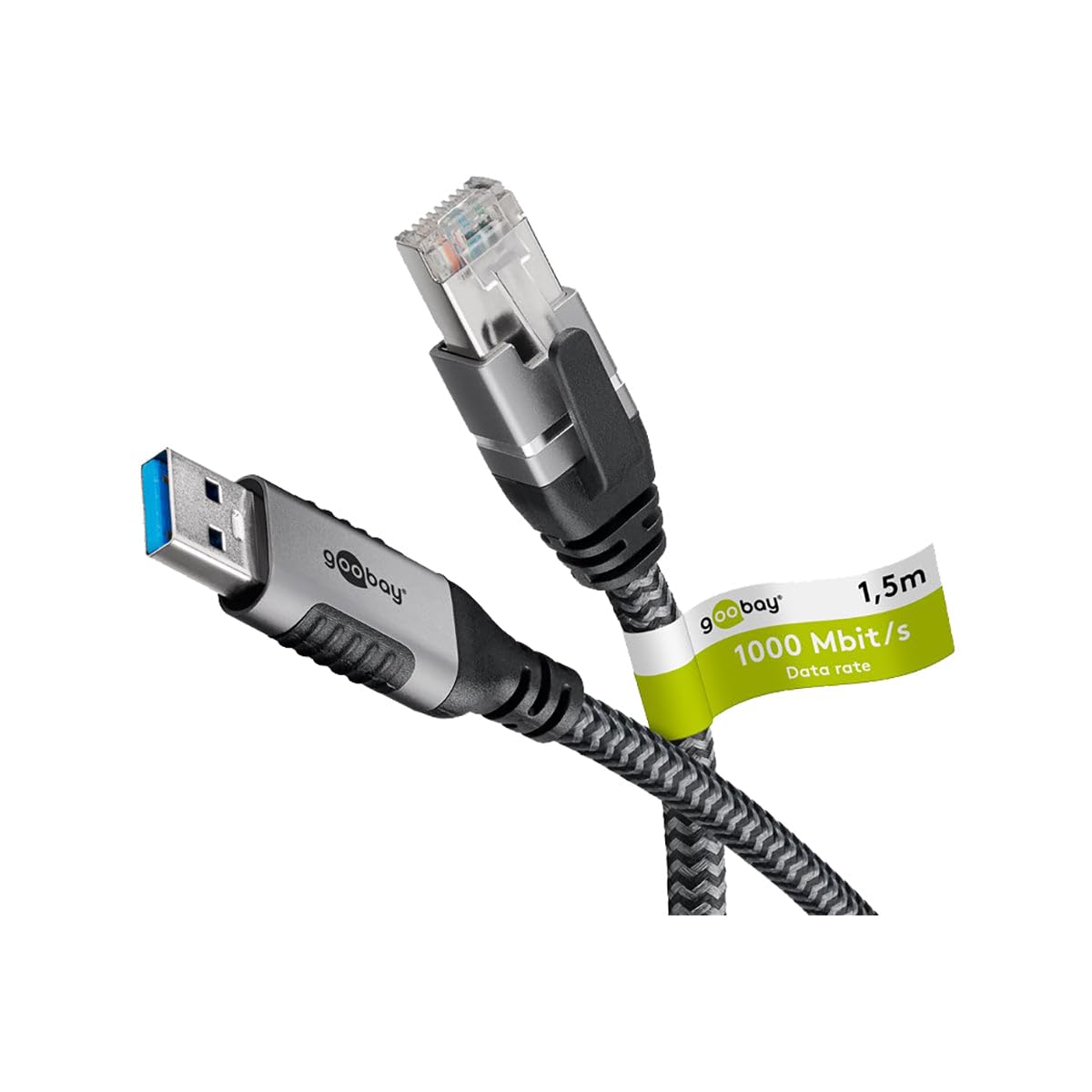 Goobay 70498 USB-A to RJ45 Ethernet CAT 6 Cable for Stable wired Internet connection with Router/Modem/Network Switch/Replaces USB to RJ45 Adapter / 1