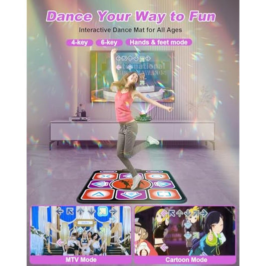 Acelufly Dance Mat, Electronic Dance Mat for TV with Camera, Non-slip Dance Mat for Girls, Birthday Gifts Dance Game Mat for Kids Adults Girls Boys (Black)