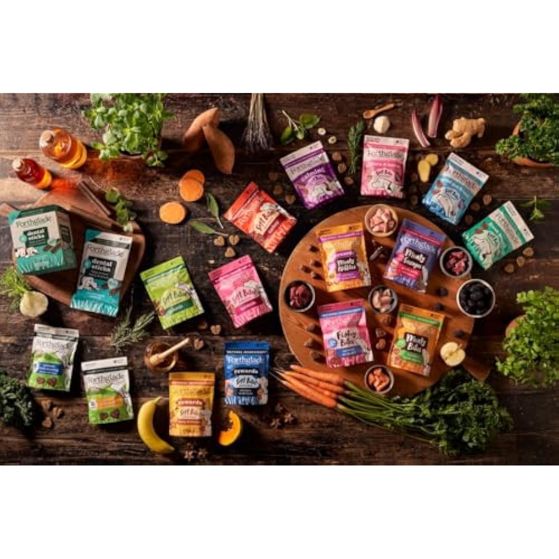 Forthglade National Trust Natural Dog Treats (8 x 90g Bags) - Hypoallergenic & Grain Free Dog Treats, Chicken with Duck, Gourmet Natural Soft Bites, Resealable Bags