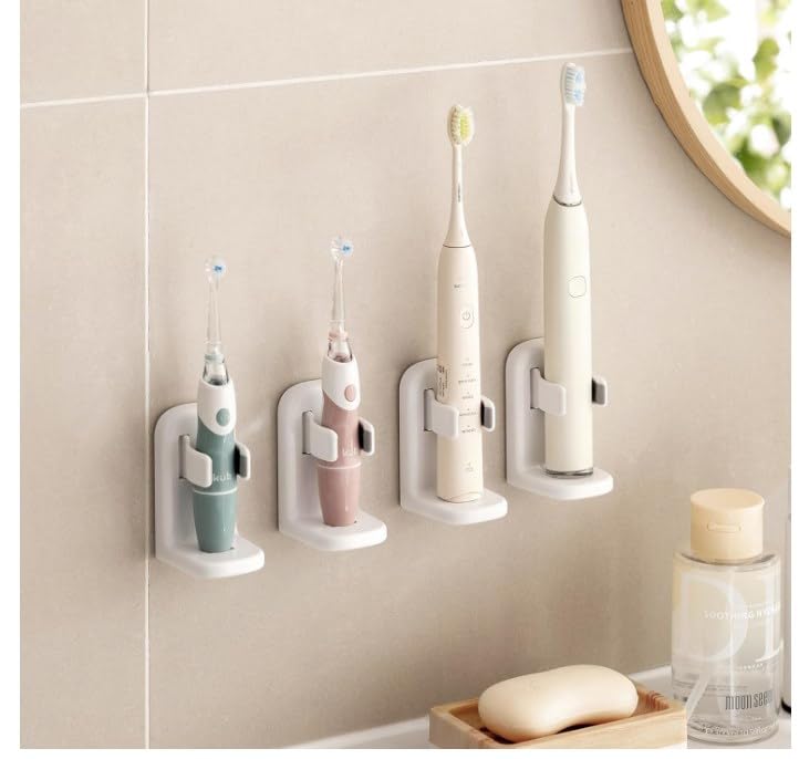 Toski Electric Toothbrush Holder Wall Mounted with Drainage, 4 PCS Tooth Brush Holder for Bathroom, Toothbrush Stand Fast Drying and Ventilation,