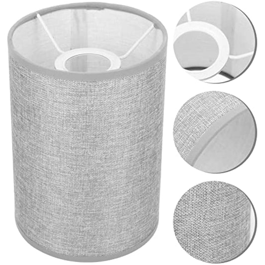 Hoement 2pcs Clip Harp Clip-on for Lampshade Shades Cloth Grey Lamps Style Shade Barrel and Indoor Drum Linen Chandelier Lamp Beige on Handcrafted Small Restaurant Light Finial
