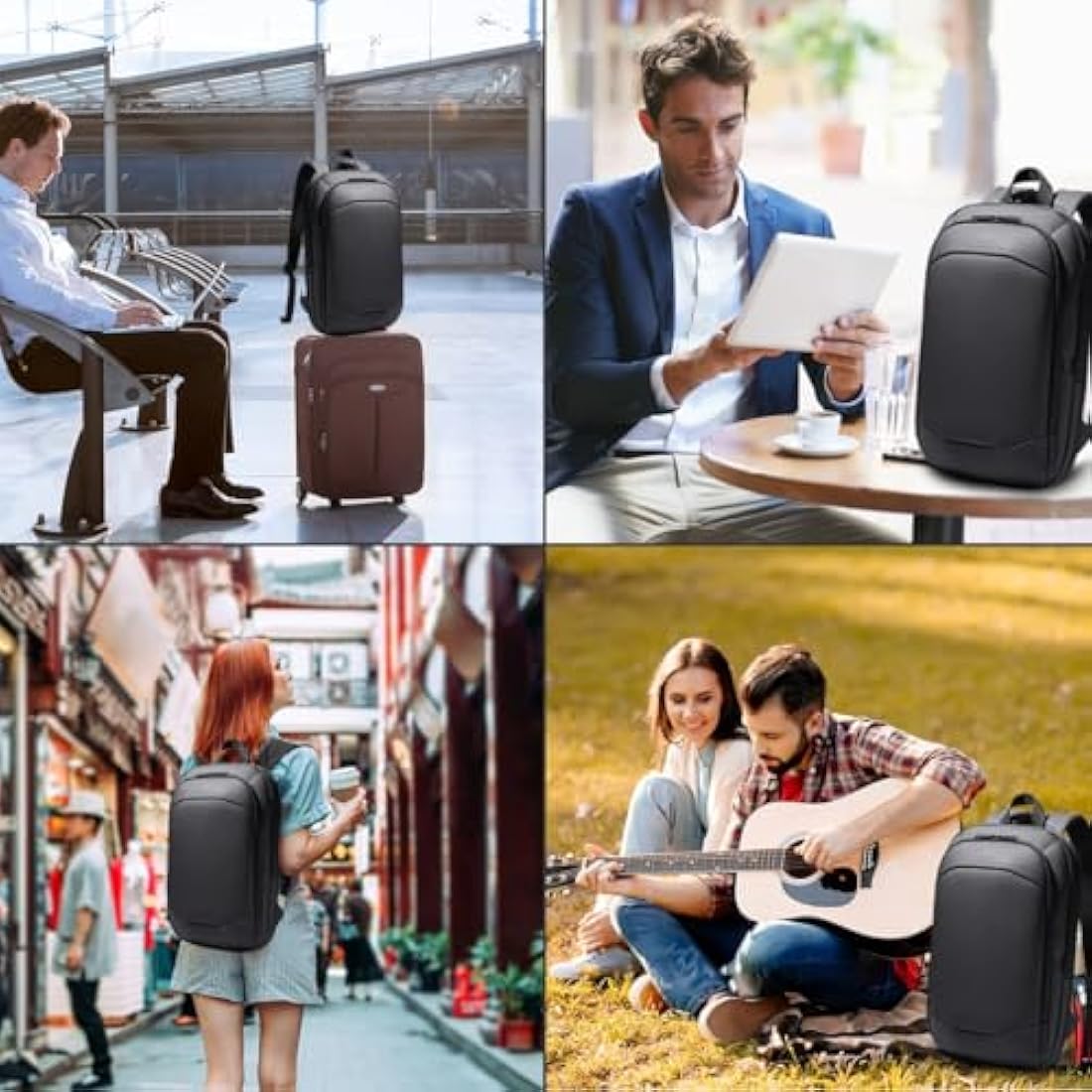 HEROIC KNIGHT Slim Laptop Backpack, Expandable Business Travel Backpack, Water-Resistant Anti Theft Laptop Rucksack, Lightweight Computer Work Bag Daypack For Men Women, Fits 15.6 Inch- Black