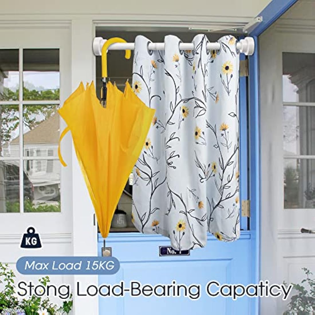 Stainless Steel Extendable Shower Curtain Pole 105-175cm Tension Rods for Curtains Telescopic Curtain Poles No Drilling Adjustable Shower Curtain Rail for Kitchen Closet Bathroom Window, White
