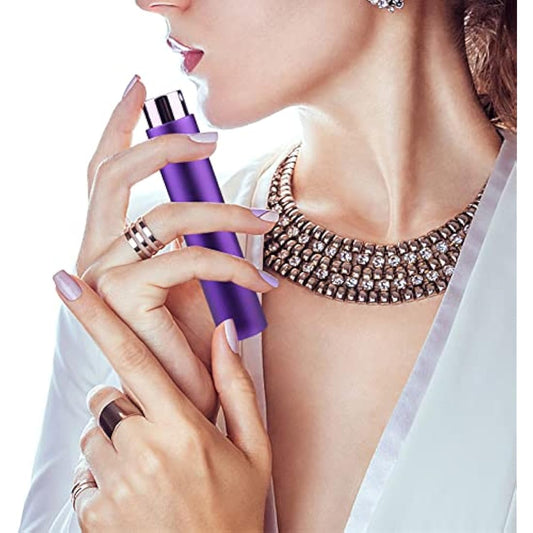 Zingso Refillable Travel Perfume Atomiser Bottles, 2 Pcs 10ml Mini Portable Spray Bottles Refillable Perfume Aftershave Atomiser Empty Travel Bottles with Funnel… (10ml (Black+Dark Purple))