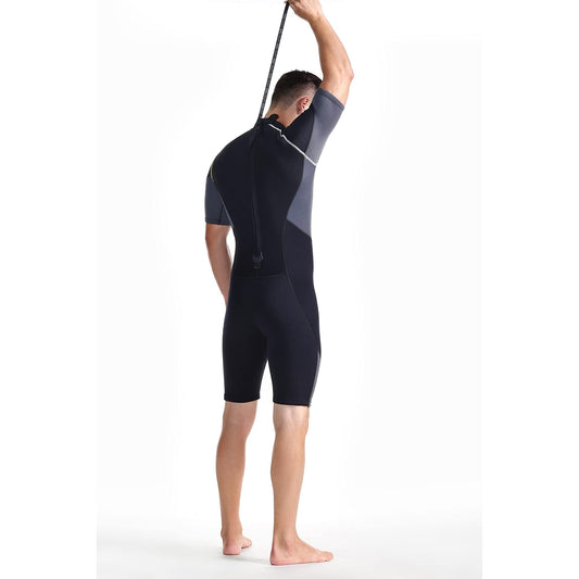 ZCCO Men's Shorty Wetsuits 1.5mm Premium Neoprene Back Zip Short Sleeve for Scuba Diving,Spearfishing,Snorkeling,Surfing (Medium)
