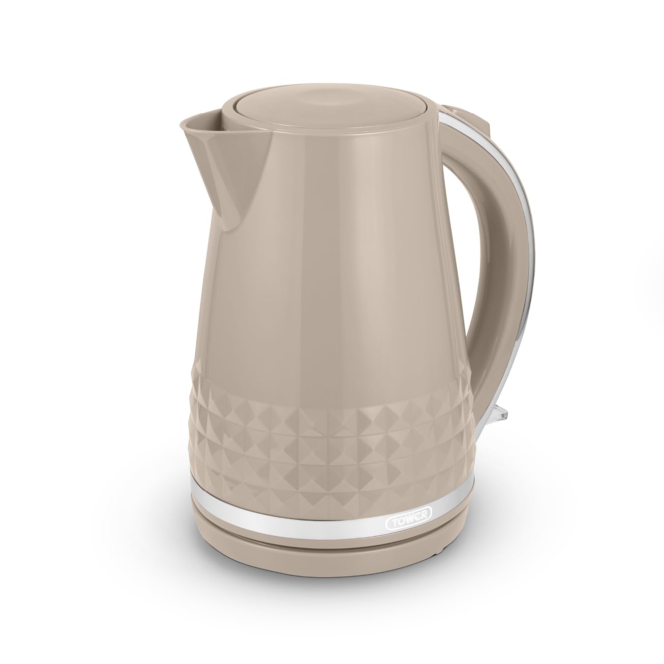 Tower T10075MSH Solitaire Kettle with 360? Swivel Base, Cord Storage, 1.5L, 3KW, Latte and Chrome Accents