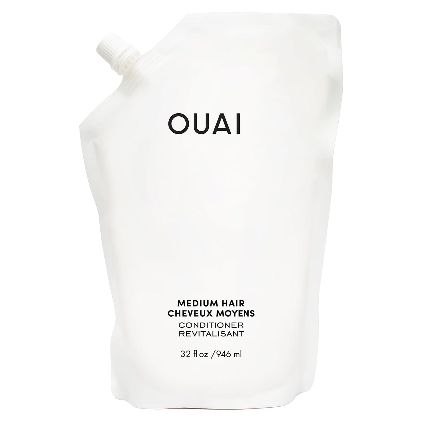 OUAI Medium Conditioner Refill - Hydrating Hair Conditioner with Coconut Oil, Babassu Oil, and Keratin - Strengthens, Repairs and Adds Shine - Paraben