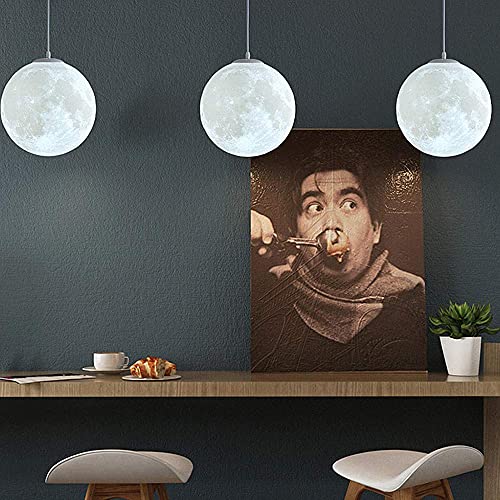 KRUIHAN Moon Ceiling Pendant Light,3D Moon Lampshade Ceiling,Planet Moon Ball Hanging Lamp Restaurant Bar Bedroom Bedside Moon Lamps Night Light Kids