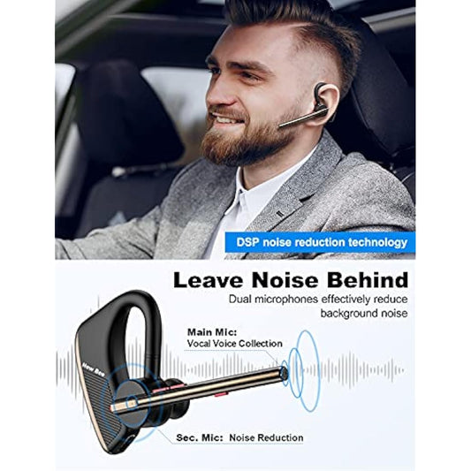 New bee Bluetooth Headset Handsfree Bluetooth Earpiece V5.2 Single Ear Light Weight Earpiece with 24h talking time for iPhone, Android and Laptop