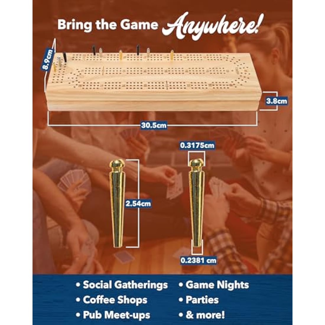 WE Games Solid Wood Cabinet Cribbage Set