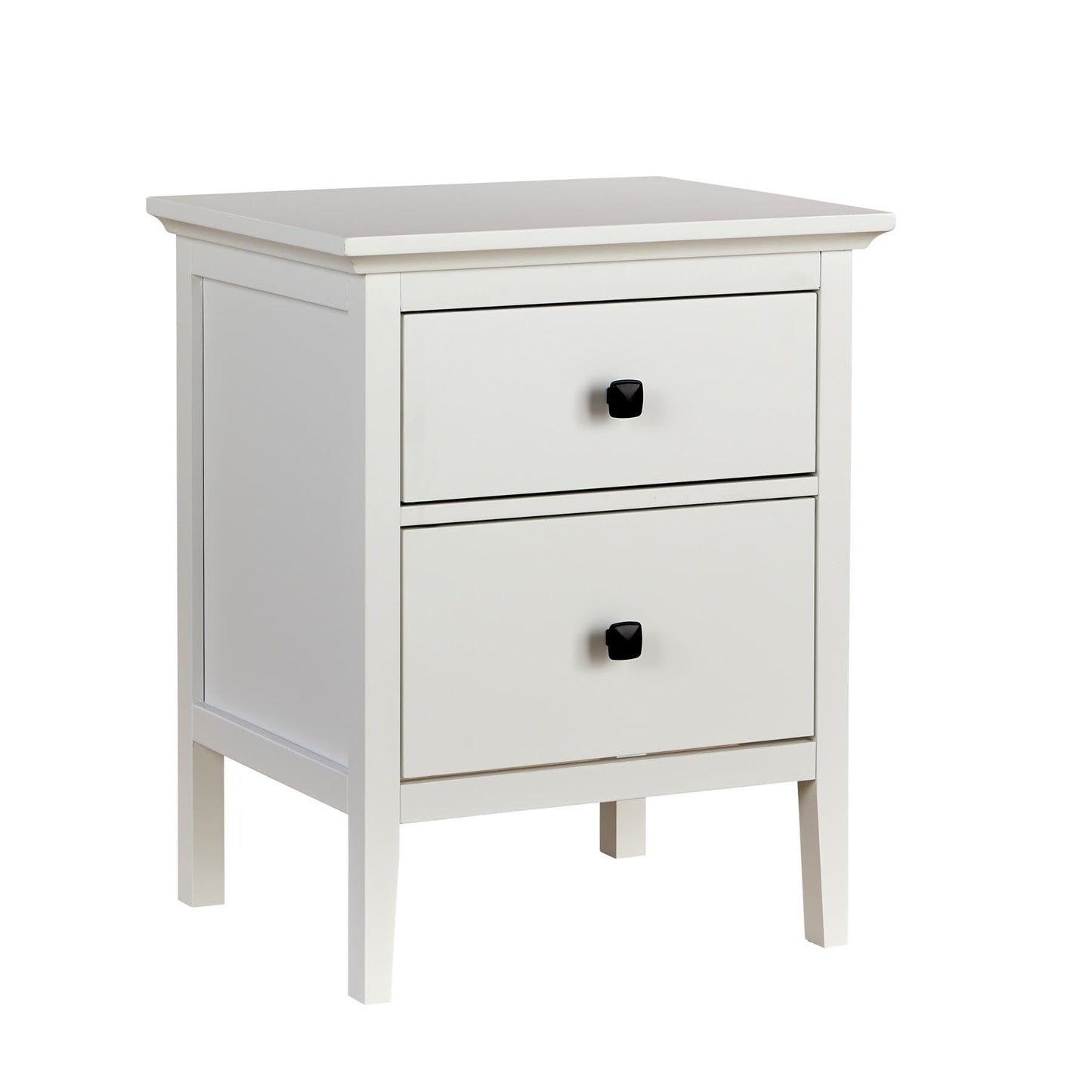 Home Source Bedroom Bedside Table Nightstand Cabinet, Side Chest Lamp Table, 2 Drawer, White