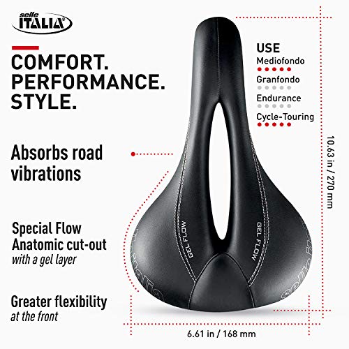 DONNA Saddle 168x270mm (S2) Gel Flow Black - Weight: