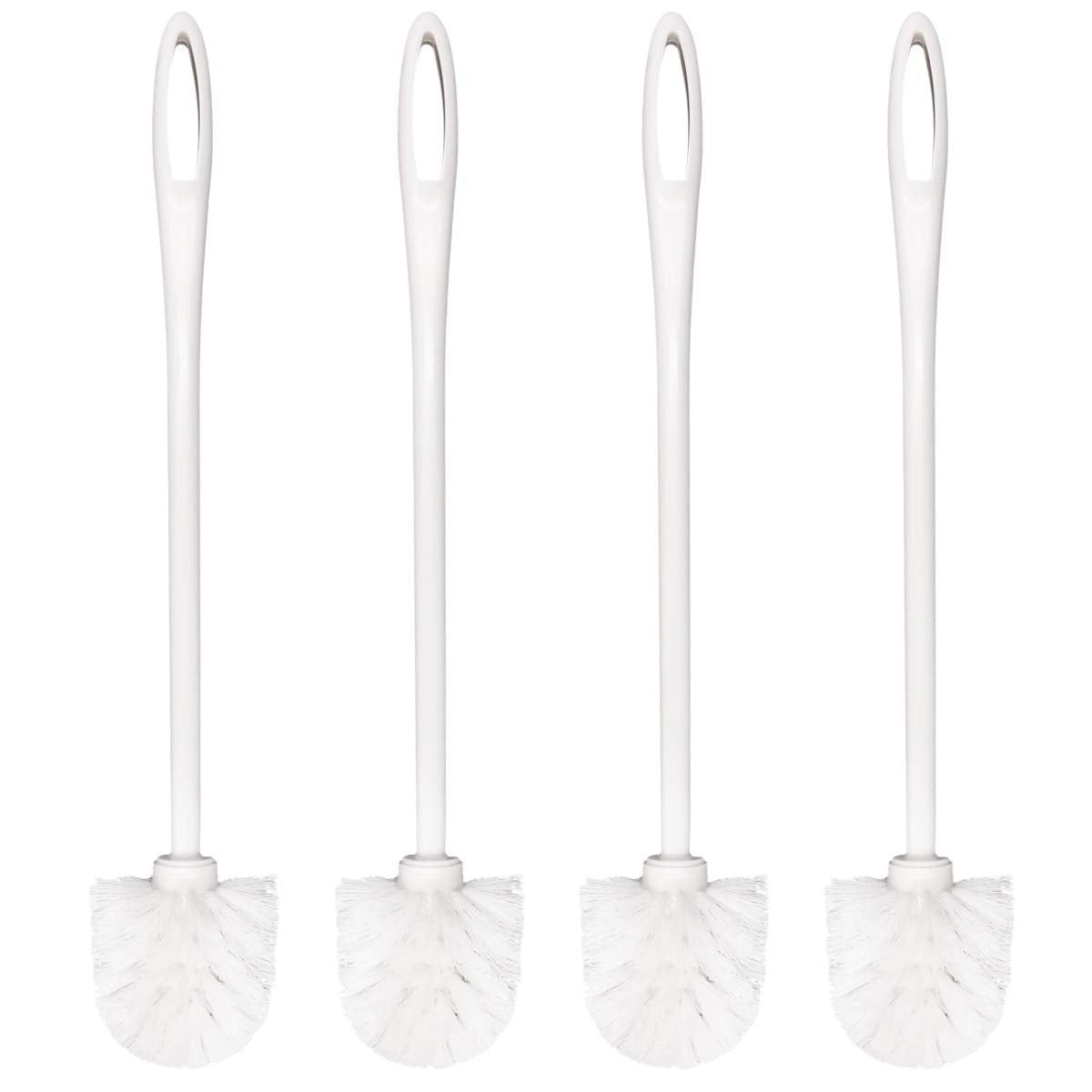 Toilet Brush White Soft Bristle Long Handle Toilet Brush and Holder Eco Plastic Toilet Bowl Brush Cleaner -14.17 inch Handle Length (4 Pack)