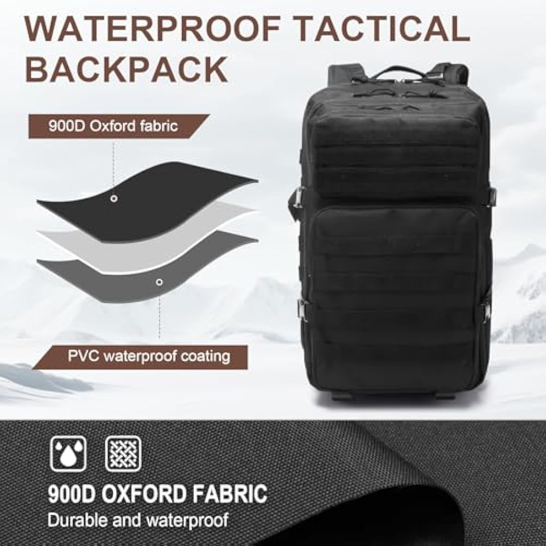 SHANNA 45L Military Tactical Backpacks, Large Capacity Hiking Camping Backpack, Waterproof Outdoor Sport Gym Travel Daypack Molle Army Rucksack 3 Day Bug Out Bag Survival Equipment for Men Women