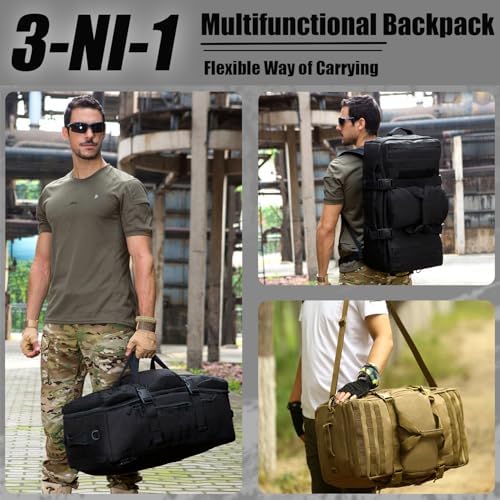 Protector Plus Tactical Travel Backpack 60L Military MOLLE Duffel Bag (Rain Cover & Patch Included)