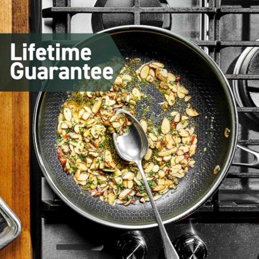 HexClad Hybrid Nonstick 20 cm Fry Pan with Tempered Glass Lid, Stay-Cool Handle, Dishwasher and Oven Safe, Induction Ready, Compatible with All Cooktops