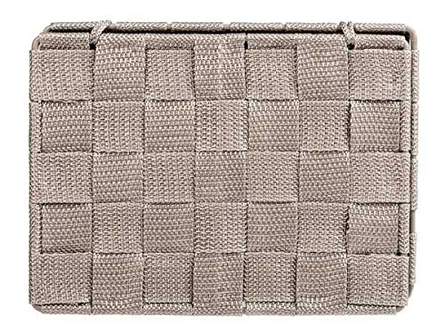 WENKO 22575100 Storage basket Adria with lid Taupe - bathroom basket with lid, Polypropylene, 19 x 10 x 14 cm, Taupe