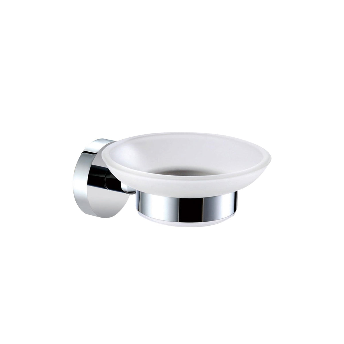 Round Soap Dish Holder Wall Mounted Bathroom Glass Holder Stainless Steel 18/10, Polished Finish