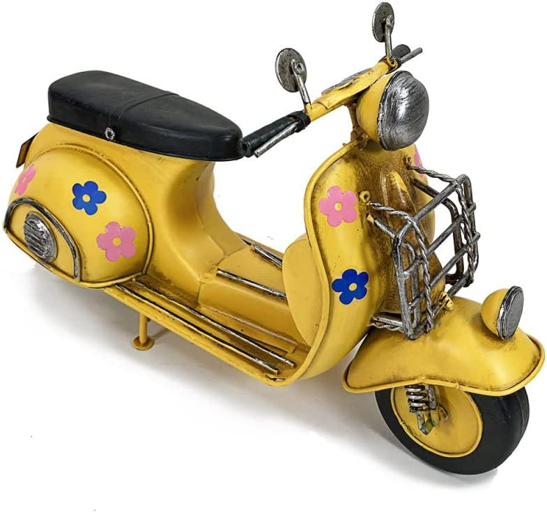 Tin Yellow Scooter With Flower Decal
