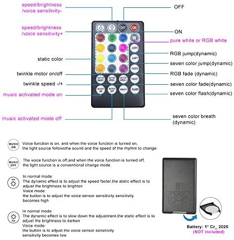 Kingmaled Car Home 16W Twinkle Music Activated App Fiber Optic Star Ceiling Light Kit, RGBW Light Engine+Remote+Mixed Fiber Cables 430pcs 9.8ft/3m (0.75+1+1.5mm)