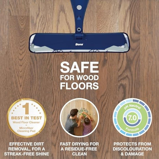 Bona Premium Spray Mop Cartridge, Wood Floor Cleaner, for Varnished or Hard Waxed Wood Floors, 850ml