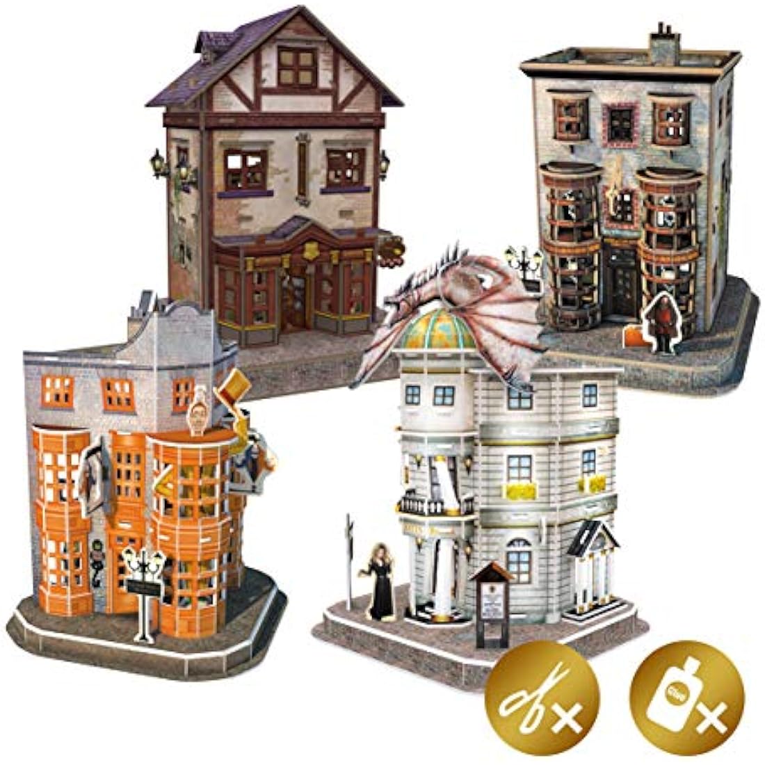 Harry Potter 7585 Diagon Alley 4 in 1 3D Puzzle Set