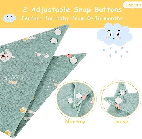 Baby Bandana Dribble Bibs, 10-Pack Cotton Baby Feeding Bibs Super Absorbent Drool Bibs with Adjustable Snaps for 0-36 Months Newborn and Toddlers
