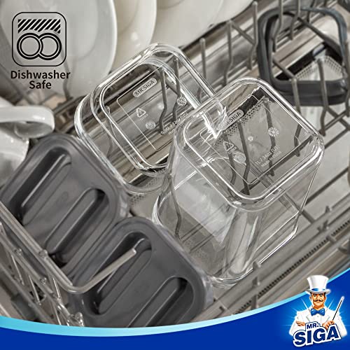 MR.SIGA 6 Piece Airtight Food Storage Container Set, BPA Free Kitchen Pantry Organization Canisters, One-handed Kitchen Storage Containers for Cereal,