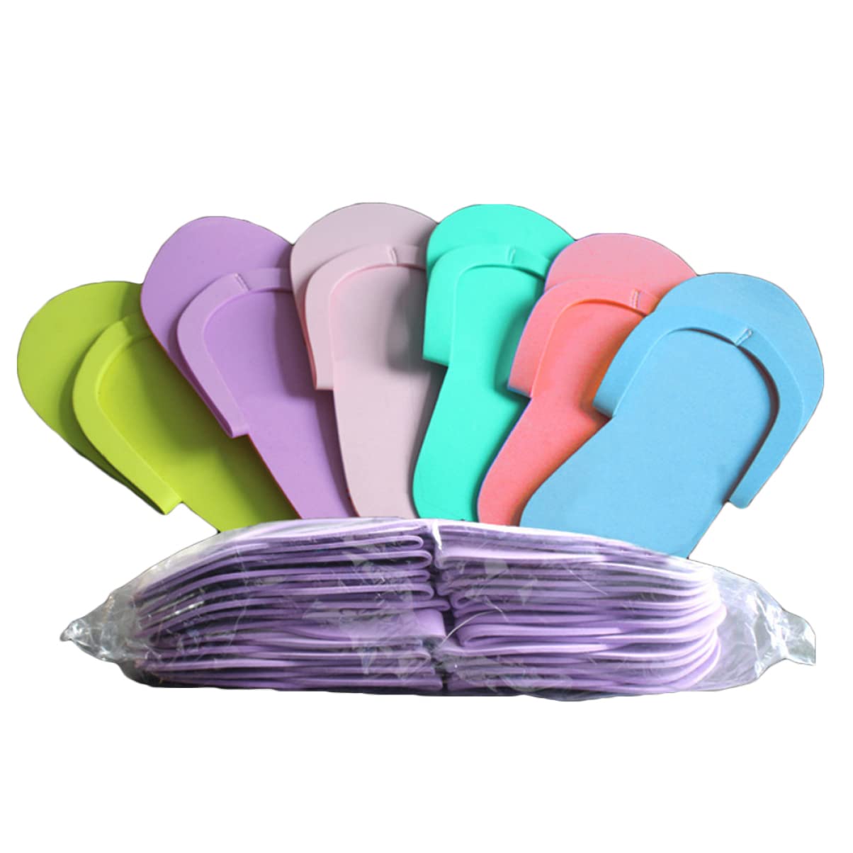 FRCOLOR Disposable Pedicure Slippers 12 Pairs Eva Foam Lightweight Spa Slippers for Salon and Home Manicure Pedicure Treatments