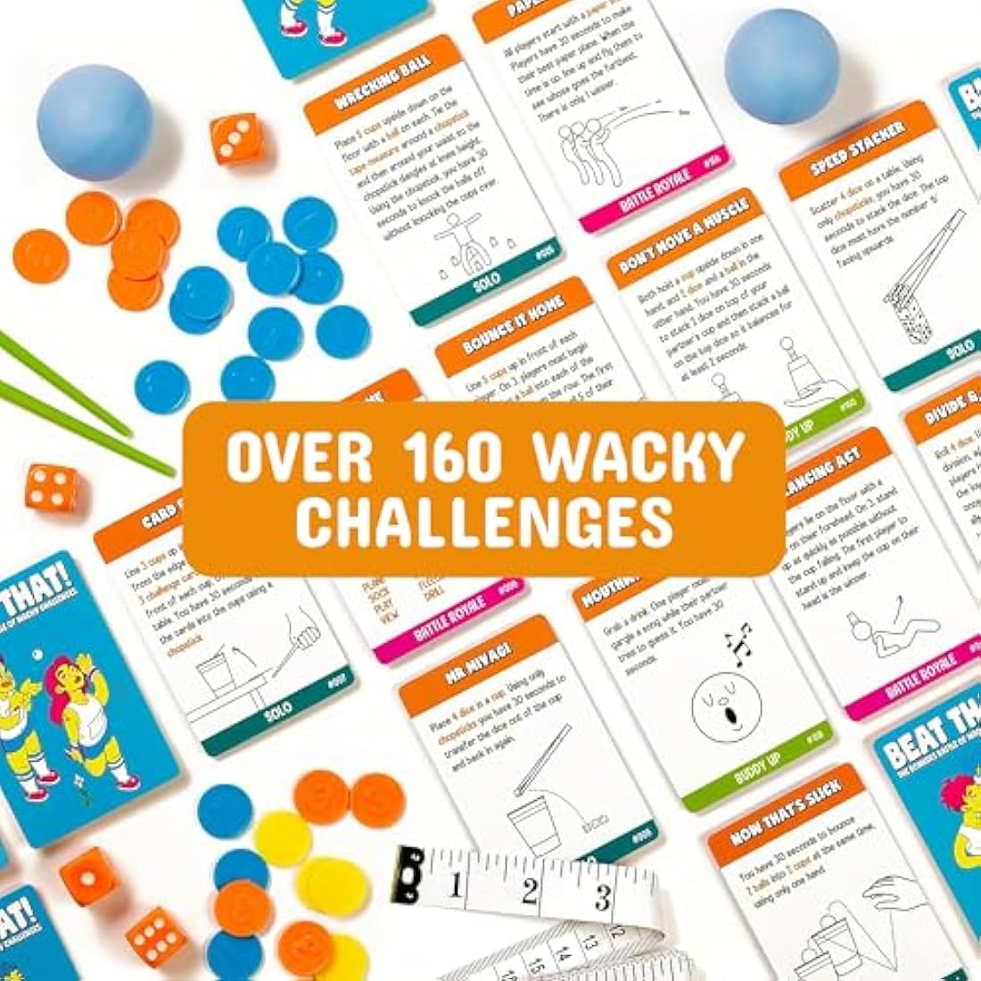 Gutter Games Beat That Game - The Bonkers Battle of Wacky Challenges - Family Games for Kids and Adults - Card and Board Game, Encourages Fun, Creativity, and Memorable Moments in Parties - Main
