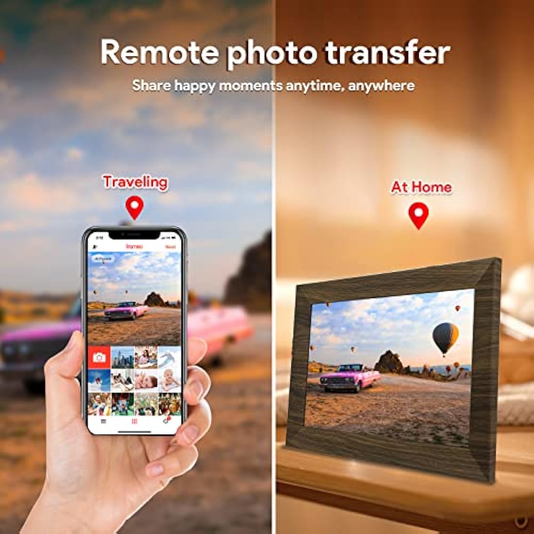 Aorpdd 10.1 Inch WiFi Cloud Digital Photo Frame, 1280 * 800 Resolution 16:10 HD IPS Touch Screen Display, 32GB Storage Space, Share Your Photos and Videos via Free Frameo at Anytime and Anywhere