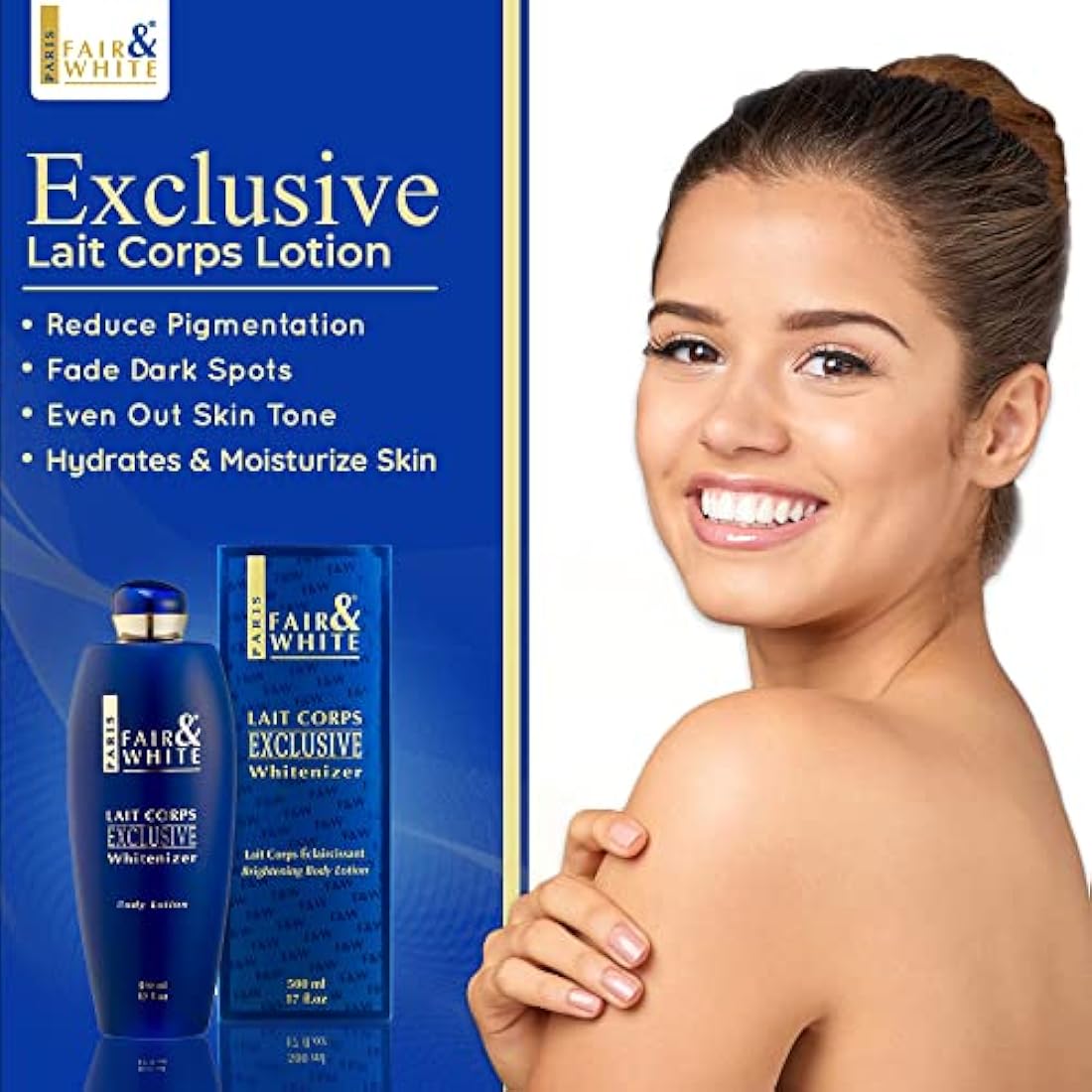 Fair & White Exclusive, Brightening Lotion | 17 Fl oz / 500 ml | For Women and Men