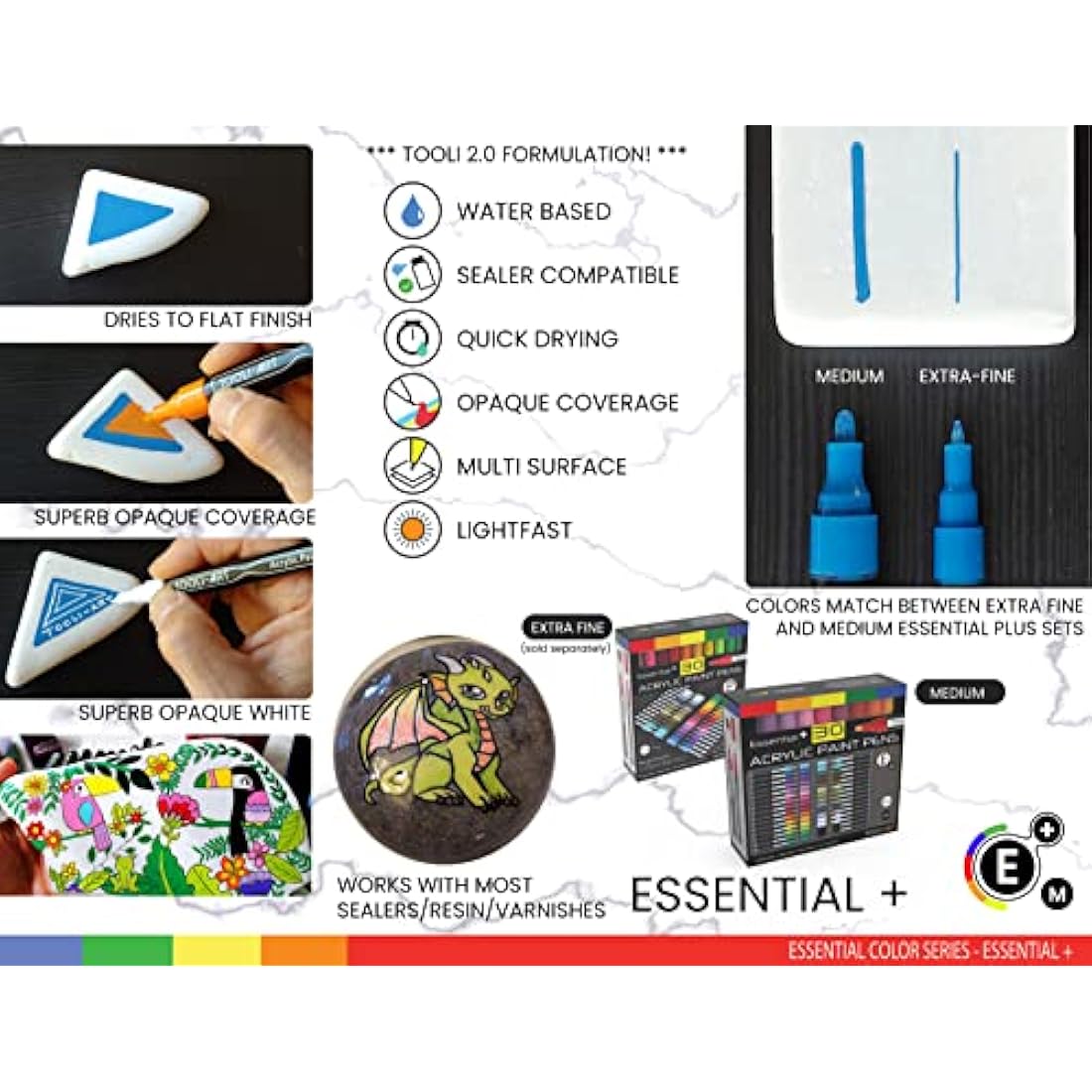 Acrylic Markers, Paint Pens Assorted Vibrant Markers for Rock Painting, Canvas, Glass, Mugs, Wood, Ceramic, Fabric, Metal, Scrapbooking. Non Toxic, Quick Dry, Multi-Surface, Lightfast (MEDIUM)