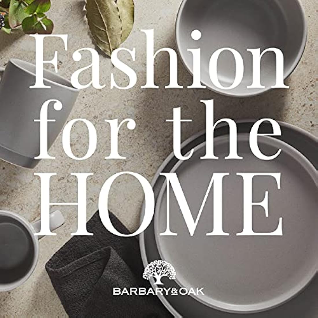 Barbary & Oak BO867007GRY Avena 16 Piece Dinnerware Set, Stoneware, Fossil Grey
