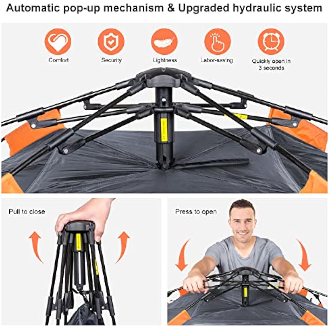 Amflip Camping Tent Automatic 3 Man Person Instant Tent Pop Up Ultralight Dome Tent 4 Seasons Waterproof & Windproof Camping Tent with Removable Outer Tarpaulin, Double Layers