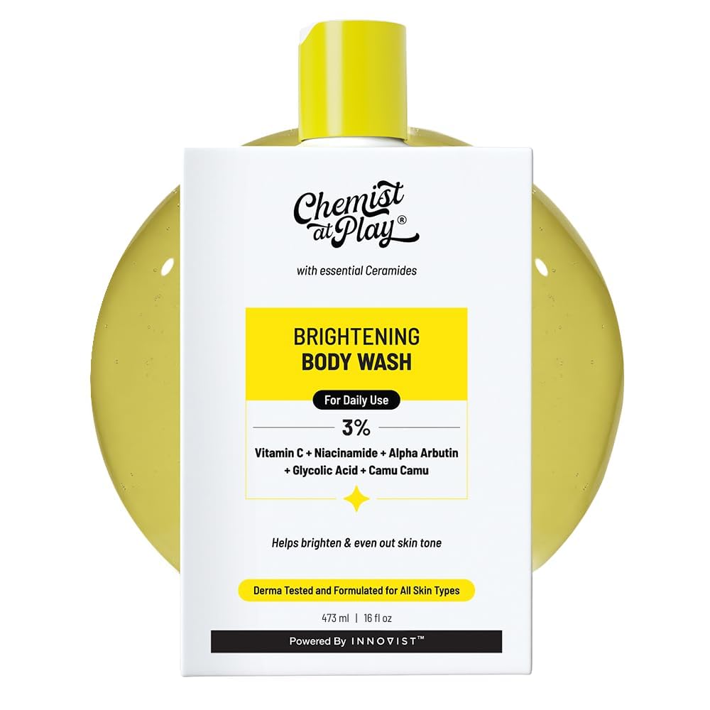 Chemist at Play Brightening Body Wash 1% Vitamin C and Niacinamide For Dry Normal Oily Dull Skin Helps Fade Scars Brightens Skin For Women and Men