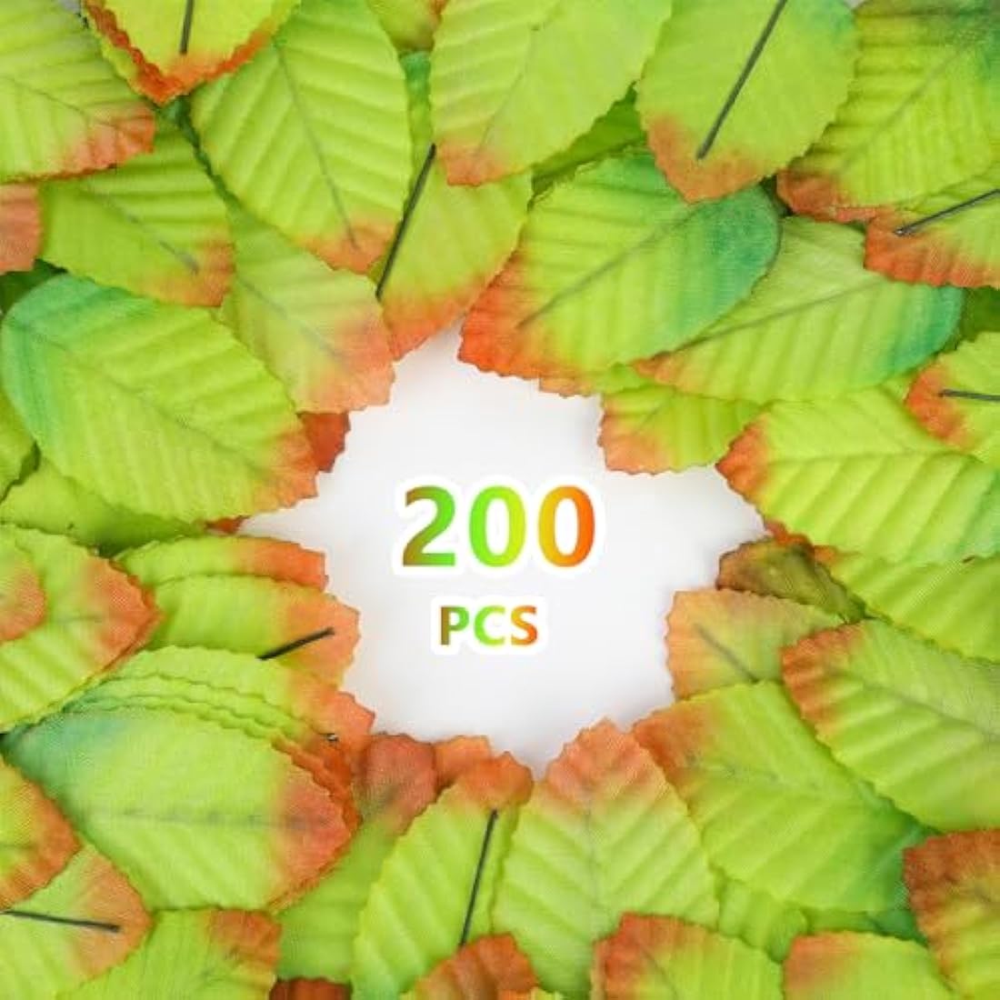 MWOOT 200Pcs Artificial Rose Leaves, Fake Single Leaf for Crafts, Green Faux Silk Leaves for DIY Bouquet Wreaths Wedding Party Festival Christmas Decoration, Wired Green Leaves