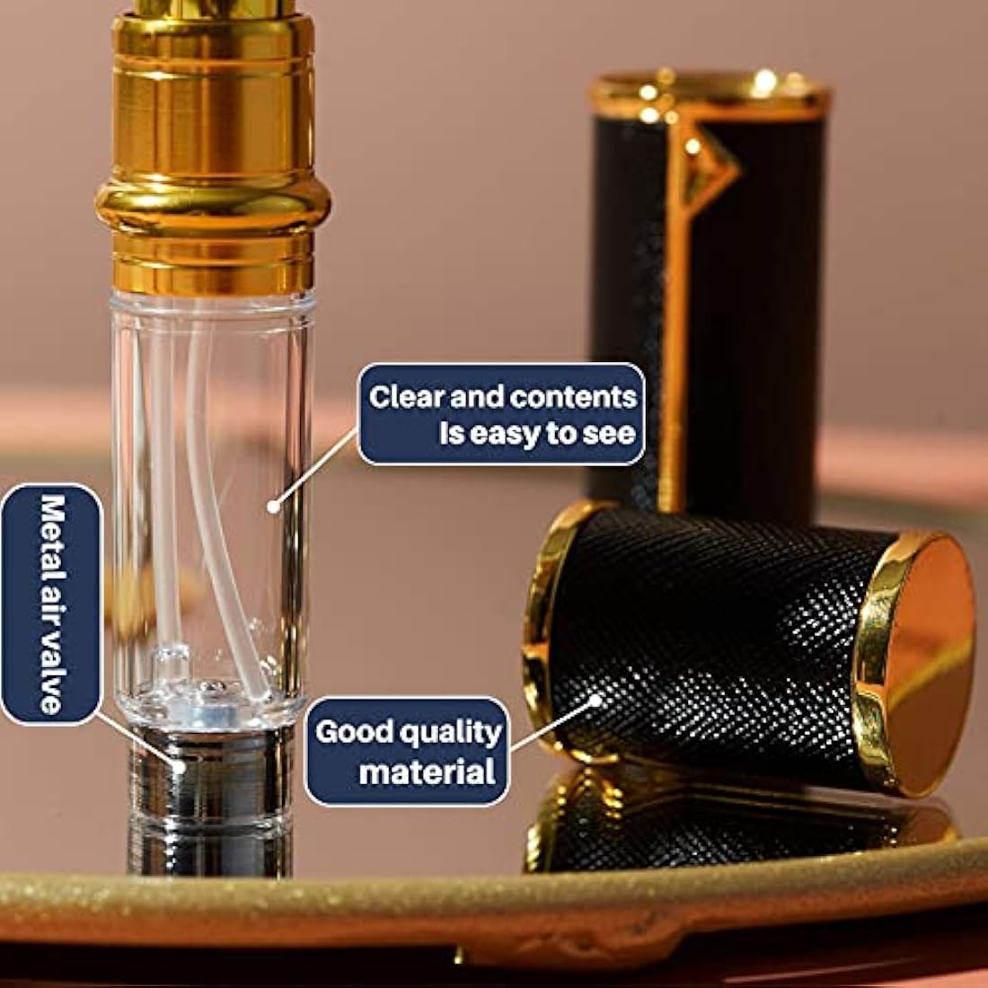 BRARIOS Refillable Portable Mini Perfume Atomiser for Travel, 5ml Luxury Empty Leakproof Pump Perfume Spray bottle Atomiser for Man and Woman (Blue(GD))