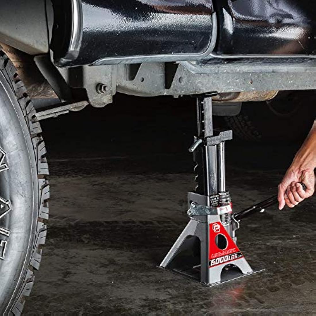 Powerbuilt 620471 3 Ton All-in-One Hydraulic Bottle Jack and Jackstand in One Unit,Compact,Wide Base, Eliminates Jackstands, for Unibody, Trucks, SUVs, RVs,Cars,Trailers,ASME,Black,11-21 Inch