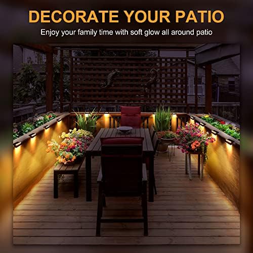 Solpex Solar Step Lights 16 Pack, Solar Outdoor Lights for Fence,Waterproof Solar Powered Outdoor Light for Deck Porch Stair Railings Deck Yard Garden Patio Pool Decorations (Warm White,Brown)