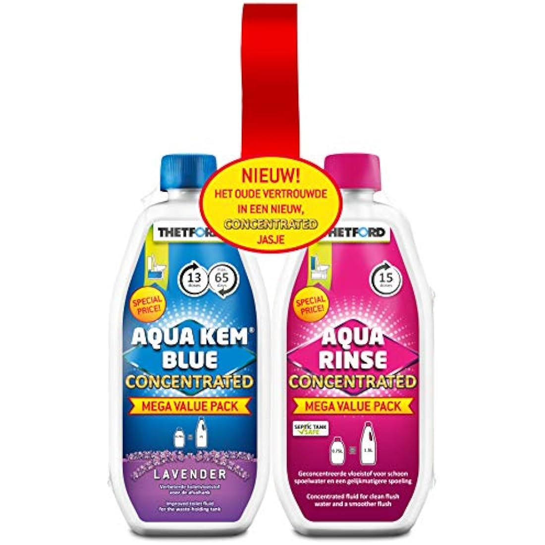 Thetford 30459CO Toilet Fluid and Rinse Concentrate Duo Pack, Blue & Pink, 1.53 Litre