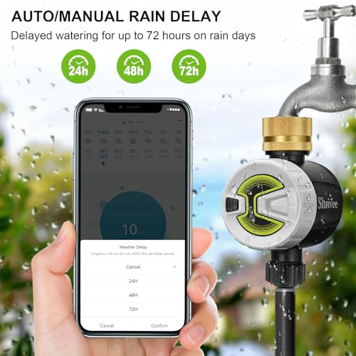 Shrivee Wifi Water Timer, Automatic Watering Timer Irrigation with Brass Inlet, Suitable for Garden/Lawn/Greenhouse/Pet water Fountain (E102B