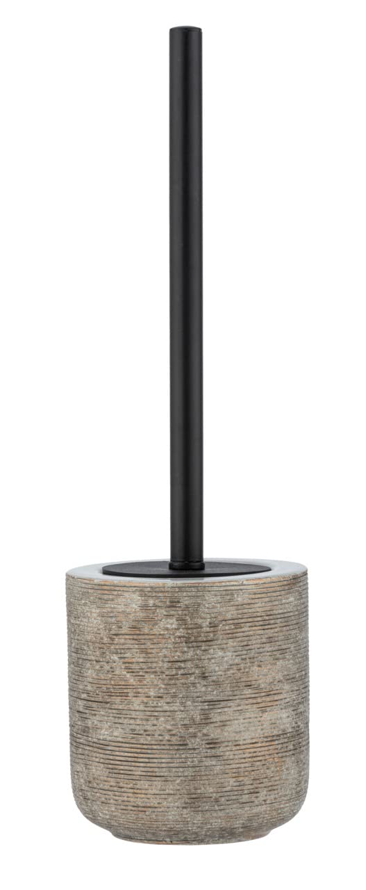 WENKO Fedio Toilet Brush Holder Ceramic with Distinctive Relief Look in Gold, Hand-Painted Hygienic Toilet Brush, Diameter 11.5 x 39.5 cm