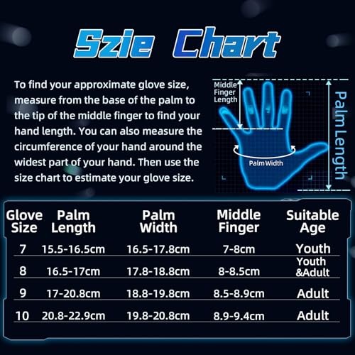 WVVOU Football Goalkeeper Gloves for Adults and Youth, High Performance with 5 Detachable Fingersave, Goalie Gloves with 4mm Sticky Latex Palm (Blue,