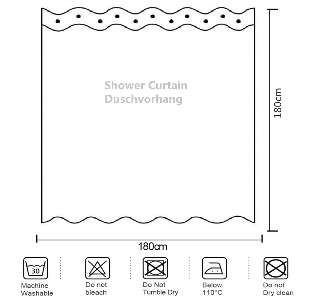 goodbath White Waffle Shower Curtain for Bathroom Bathtub Decor, 180x180cm