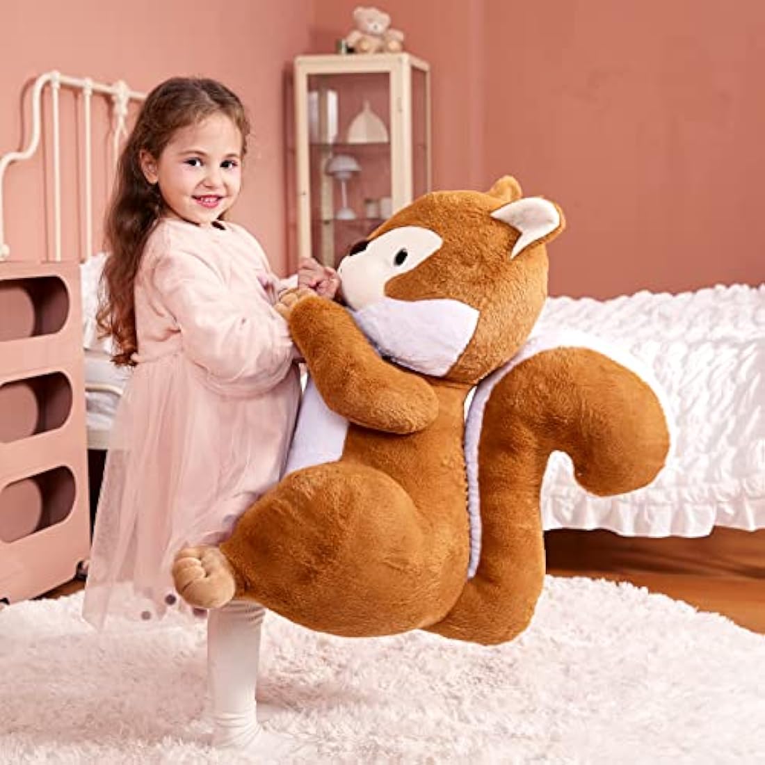 IKASA Giant Squirrel Stuffed Animal Plush Toy,60cm Large Cute Jumbo Soft Toys,Huge Big Size Fluffy Plushy Fat Gigantic Plushie,Gifts for Kids