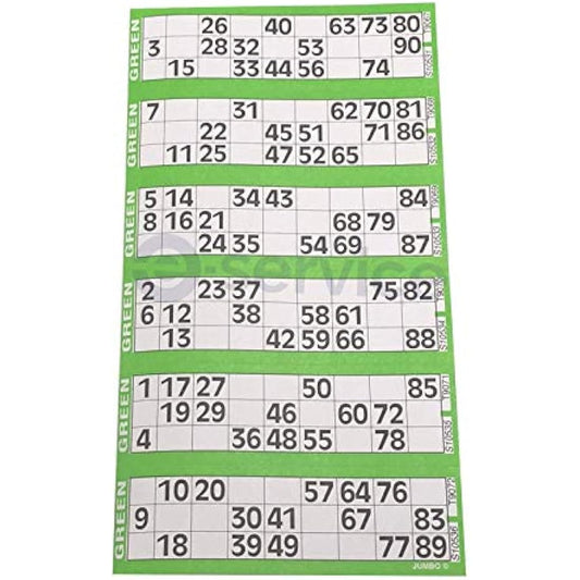 750 BOOKS 6 PAGE GAME STRIPS OF 6 TV JUMBO BINGO TICKET SHEET BIG BOLD NUMBERS