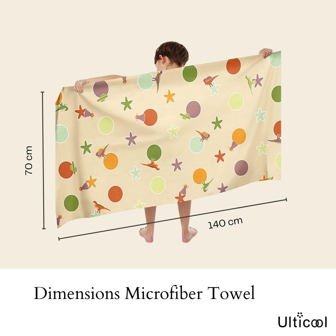 Ulticool Microfibre Children's Towel 140 x 70 cm – Treasure Chest Pirate Dinosaur