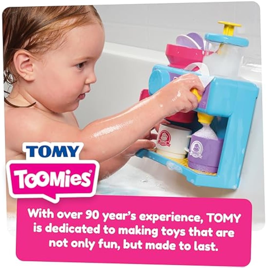 Toomies Bath Barista - Pretend Cafe Baby Bath Toys - Wall Mounted Bubble Bath Play Kitchen Toddler Toys - Kids Kitchen Set Includes 3 Cups, 1 Jug, 1 Shaker - +18 Months Boys Toys & Girls Toys